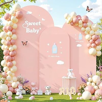 3 Piece Dusty Rose Arch Covers ,Spandex Arch Backdrop Cover for Wedding、 Baby Shower 、Birthday Party 