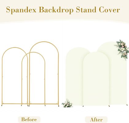 3 Piece Ivory Arch Covers ,Spandex Arch Backdrop Cover for Wedding、 Baby Shower 、Birthday Party 