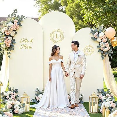 3 Piece Ivory Arch Covers ,Spandex Arch Backdrop Cover for Wedding、 Baby Shower 、Birthday Party 