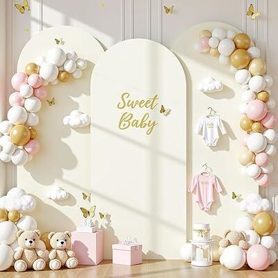 3 Piece Ivory Arch Covers ,Spandex Arch Backdrop Cover for Wedding、 Baby Shower 、Birthday Party 