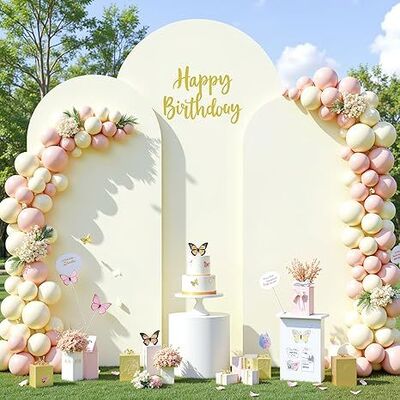 3 Piece Ivory Arch Covers ,Spandex Arch Backdrop Cover for Wedding、 Baby Shower 、Birthday Party 