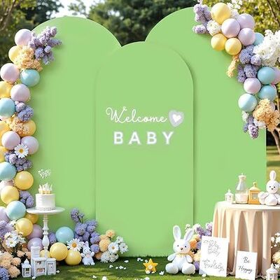 3 Piece Light Sage Green Arch Covers ,Spandex Arch Backdrop Cover for Wedding、 Baby Shower 、Birthday Party 