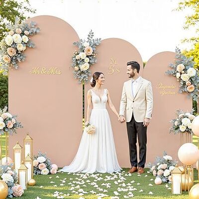 3 Piece Nude Arch Covers ,Spandex Arch Backdrop Cover for Wedding、 Baby Shower 、Birthday Party 
