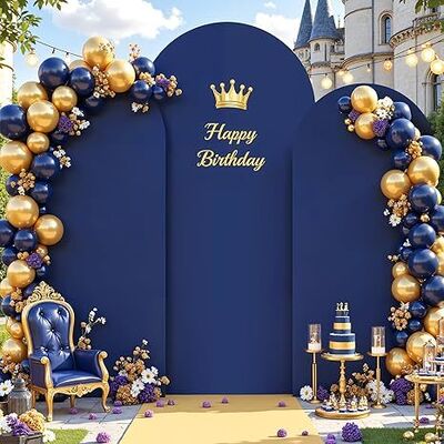 3 Piece Navy Blue Arch Covers ,Spandex Arch Backdrop Cover for Wedding、 Baby Shower 、Birthday Party