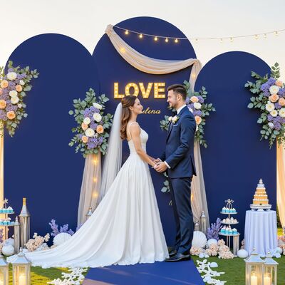 3 Piece Navy Blue Arch Covers ,Spandex Arch Backdrop Cover for Wedding、 Baby Shower 、Birthday Party