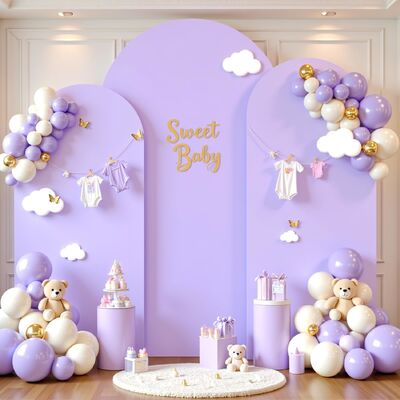 Purple Arch Covers 3 Piece,Spandex Arch Backdrop Cover for Wedding、 Baby Shower 、Birthday Party