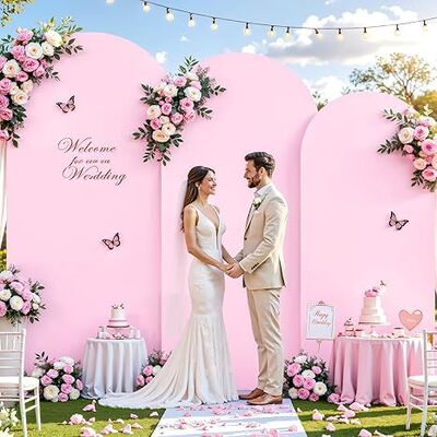 Pale Pink Arch Covers 3 Piece,Spandex Arch Backdrop Cover for Wedding、 Baby Shower 、Birthday Party