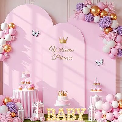 Pale Pink Arch Covers 3 Piece,Spandex Arch Backdrop Cover for Wedding、 Baby Shower 、Birthday Party