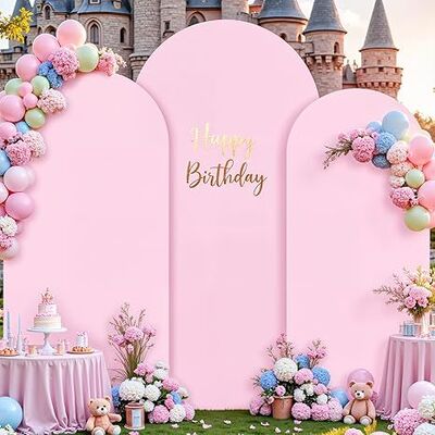 Pale Pink Arch Covers 3 Piece,Spandex Arch Backdrop Cover for Wedding、 Baby Shower 、Birthday Party