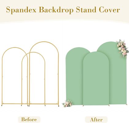 Sage Green Wedding Arch Backdrop Covers 3 Piece, Round Top Cover For Birthday Party Ceremony