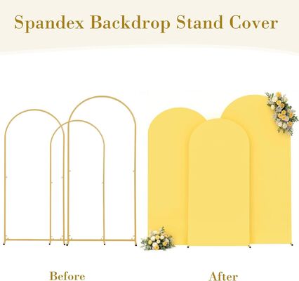 Yellow Wedding Arch Backdrop Covers 3 Piece, Round Top Cover For Birthday Party Ceremony