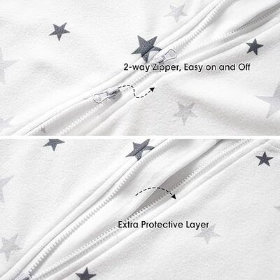 2 Pack Micro-Fleece Baby Sleep Sack with 2-Way Zipper - Comfortable Wearable Blanket With Clouds