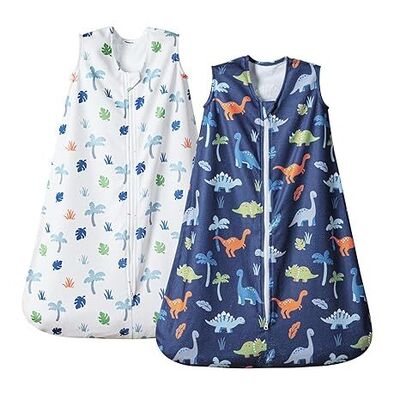2 Pack Micro-Fleece Baby Sleep Sack with 2-Way Zipper - Comfortable Wearable Blanket With Dinosaur