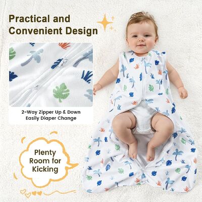 2 Pack Micro-Fleece Baby Sleep Sack with 2-Way Zipper - Comfortable Wearable Blanket With Dinosaur