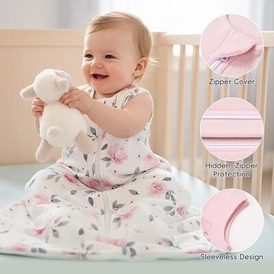 2 Pack Micro-Fleece Baby Sleep Sack with 2-Way Zipper - Comfortable Wearable Blanket With Floral