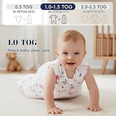 2 Pack Micro-Fleece Baby Sleep Sack with 2-Way Zipper - Comfortable Wearable Blanket With Floral