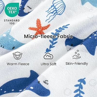 2 Pack Micro-Fleece Baby Sleep Sack with 2-Way Zipper - Comfortable Wearable Blanket With Shark
