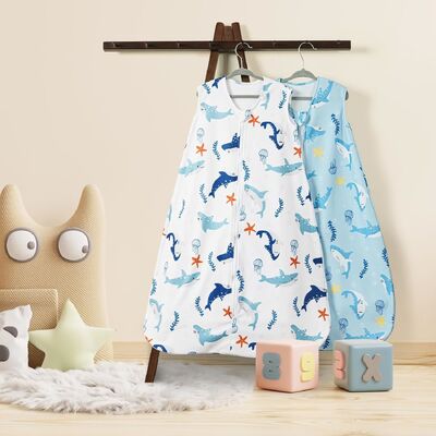 2 Pack Micro-Fleece Baby Sleep Sack with 2-Way Zipper - Comfortable Wearable Blanket With Shark
