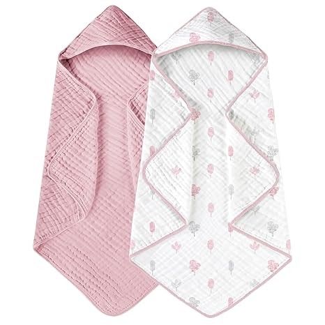 Muslin Skin Friendly Infant Bath Towels Infant Towel Set 32*32 Inches