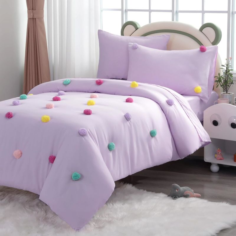 5 Piece Girls Toddler Bedding Set Children Comforter Sets Skin Friendly With Microfiber Fabric