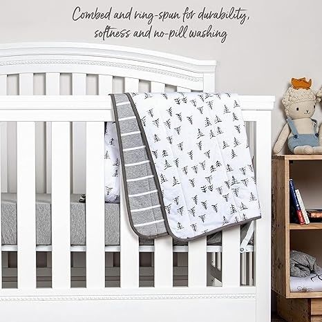 100% Cotton Nursery Throw Blanket Comfortable Multifunctional Blanket With Reversible Design