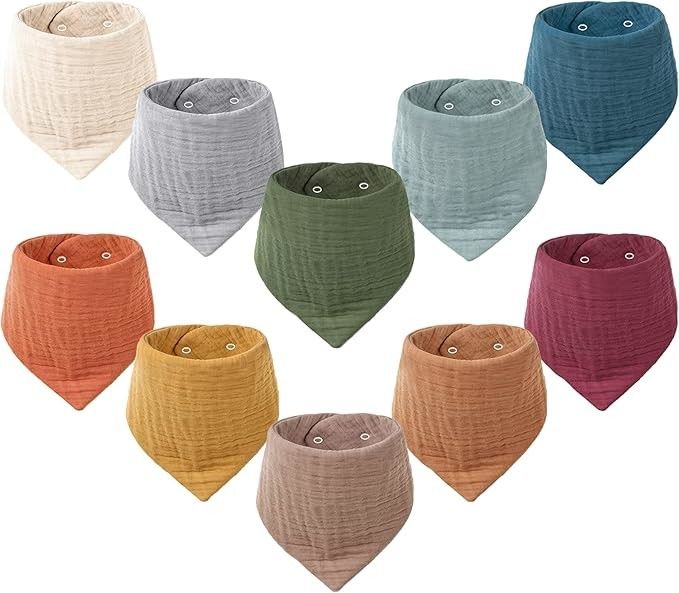 Plain Color Snap Bandana Bibs Muslin Teething Bibs Soft Skin Friendly Customizable For Baby