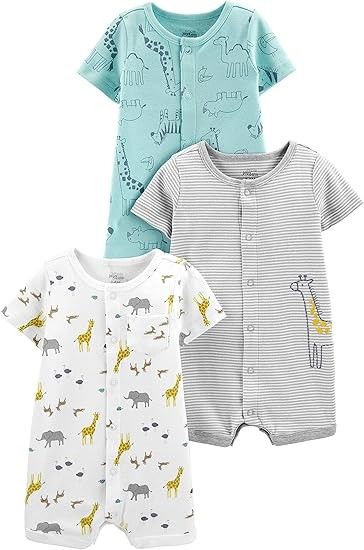 100% Cotton Bamboo Zipper Onesie Short Sleeve Romper For Baby