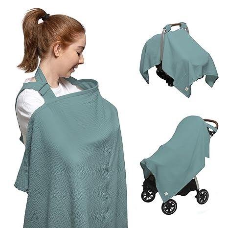 5-in-1 Muslin Nursing Cover up for Breastfeeding & Baby Car Seat Cover