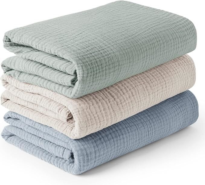 3 Pack Muslin Swaddle Blankets for Unisex, Newborn Receiving Blanket