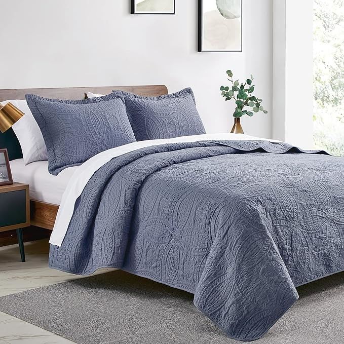 3 Piece King Size Bedspreads Soft  Summer Quilt Microfiber 100% Polyester