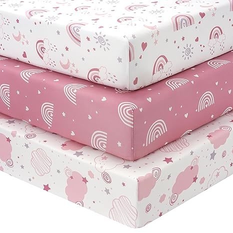 3 Pack Microfiber Baby Crib Sheets 52x28 or 38x26 Inches