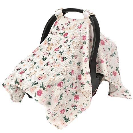 100% Muslin Cotton Car Seat Covers for Babies, Universal Baby Car Seat Cover