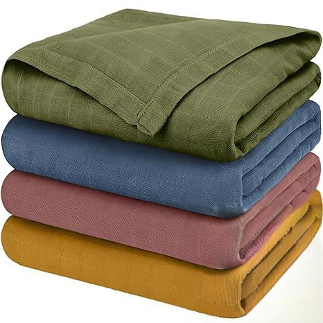 4-Pack Organic Muslin Swaddle Blankets for Newborns, Soft & Breathable Receiving Baby Blankets