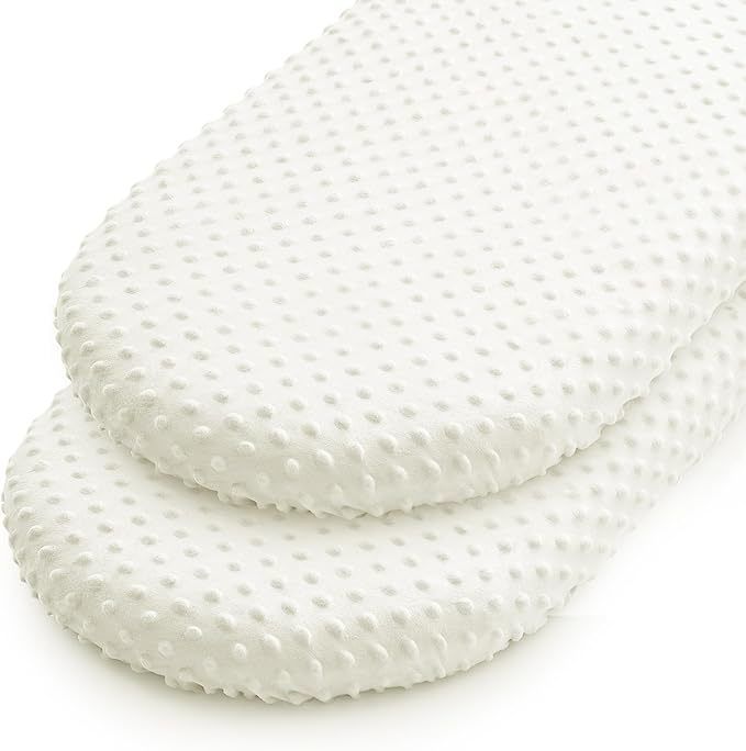 Minky Dot Bassinet Fitted Sheet Set of 2,  Soft and Warm Fleece Cradle Sheets for Boys and Girls