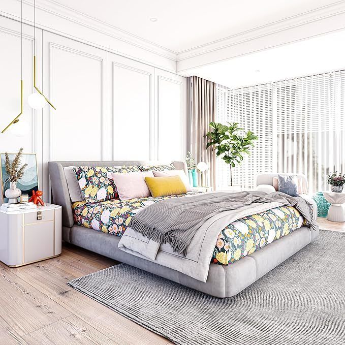 Super Soft Wrinkle Resistant Bedding Set, Premium Floral Printed Bed Sheets Set