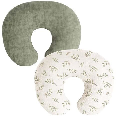 2 Pack Muslin Nursing Pillow Covers,100% Cotton Covers for Breastfeeding Pillows