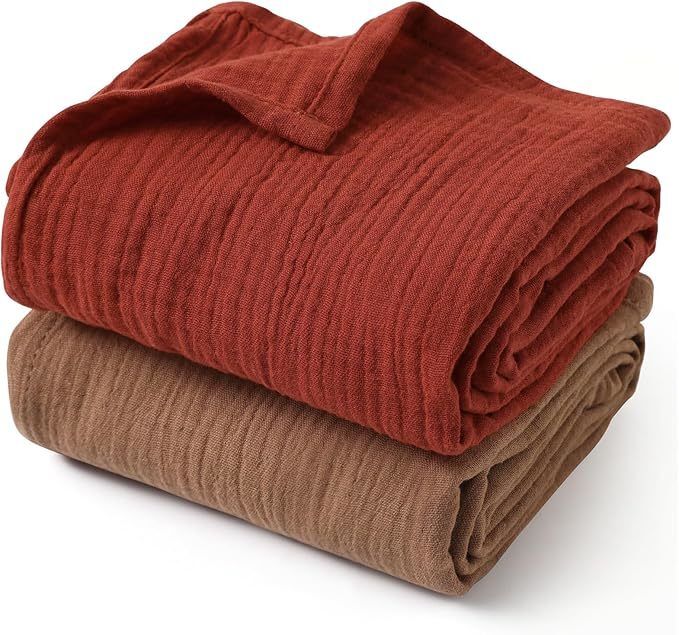 2 Pack Neutral Baby Receiving Blankets, Soft and Breathable Muslin Swaddle Blankets