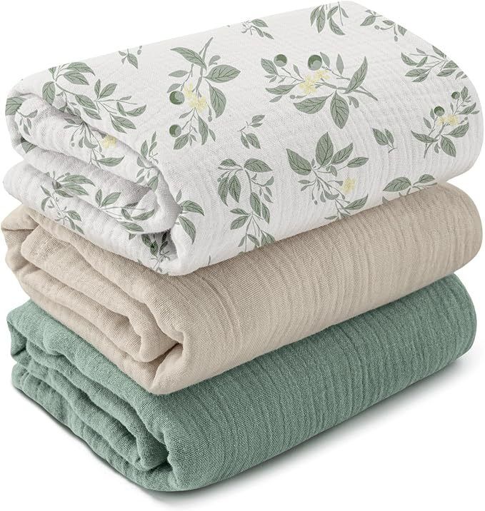 3-Pack Baby Swaddle Blankets For Unisex,100% Cotton Muslin Newborn Receiving Blanket