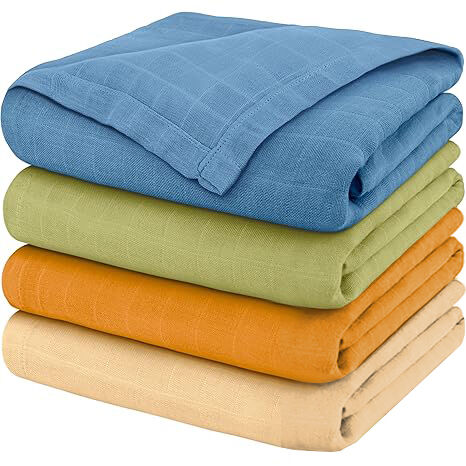 Soft & Breathable Receiving Baby Blankets for Unisex,4-Pack Muslin Swaddle Blankets