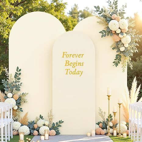 3 Piece Beige Arch Covers Set, Arch Backdrop Cover Spandex Wedding Arch Stand Covers