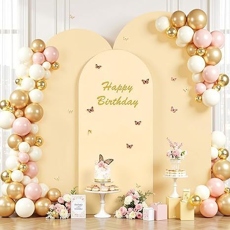 Champagne Arch Covers 3 Piece,Spandex Arch Backdrop Cover for Wedding、 Baby Shower 、Birthday Party 