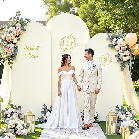 3 Piece Ivory Arch Covers ,Spandex Arch Backdrop Cover for Wedding、 Baby Shower 、Birthday Party 