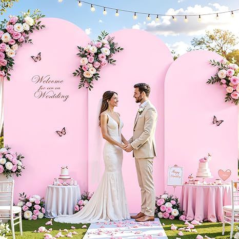 Pale Pink Arch Covers 3 Piece,Spandex Arch Backdrop Cover for Wedding、 Baby Shower 、Birthday Party