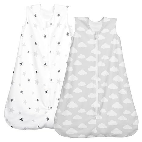 2 Pack Micro-Fleece Baby Sleep Sack with 2-Way Zipper - Comfortable Wearable Blanket With Clouds