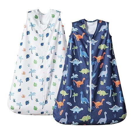2 Pack Micro-Fleece Baby Sleep Sack with 2-Way Zipper - Comfortable Wearable Blanket With Dinosaur