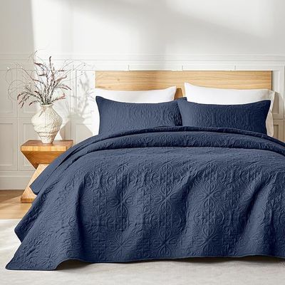 Quilt Bedding Set for All Seasons,Modern Style Microfiber Soft Floral Pattern Coverlet Set