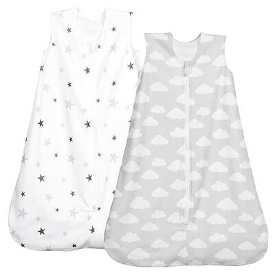 2 Pack Micro-Fleece Baby Sleep Sack with 2-Way Zipper - Comfortable Wearable Blanket With Clouds